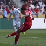 Jamal Musiala transforme un penalty KEYSTONE/AP/Joshua A. Bickel
